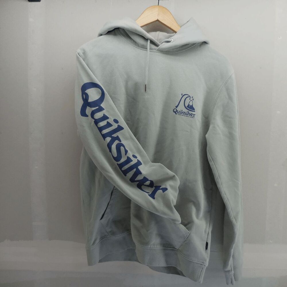 Quiksilver Mens Medium Hoodie‎ Sleeve Hit Back Hit Vintage Syle Off Blue EUC